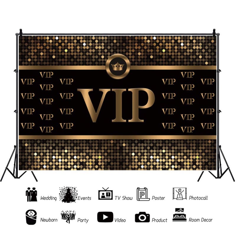 Yeele 10x8ft VIP Photography Backdrop Crown Black Gold Baby Shower Graduation Birthday Party Banner Photo Studio Backgrounds for Pictures - Image 2